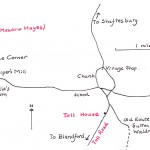 Sketch map of the two toll gates in the village.