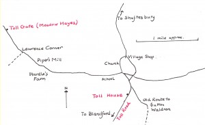Sketch map of the two toll gates in the village.